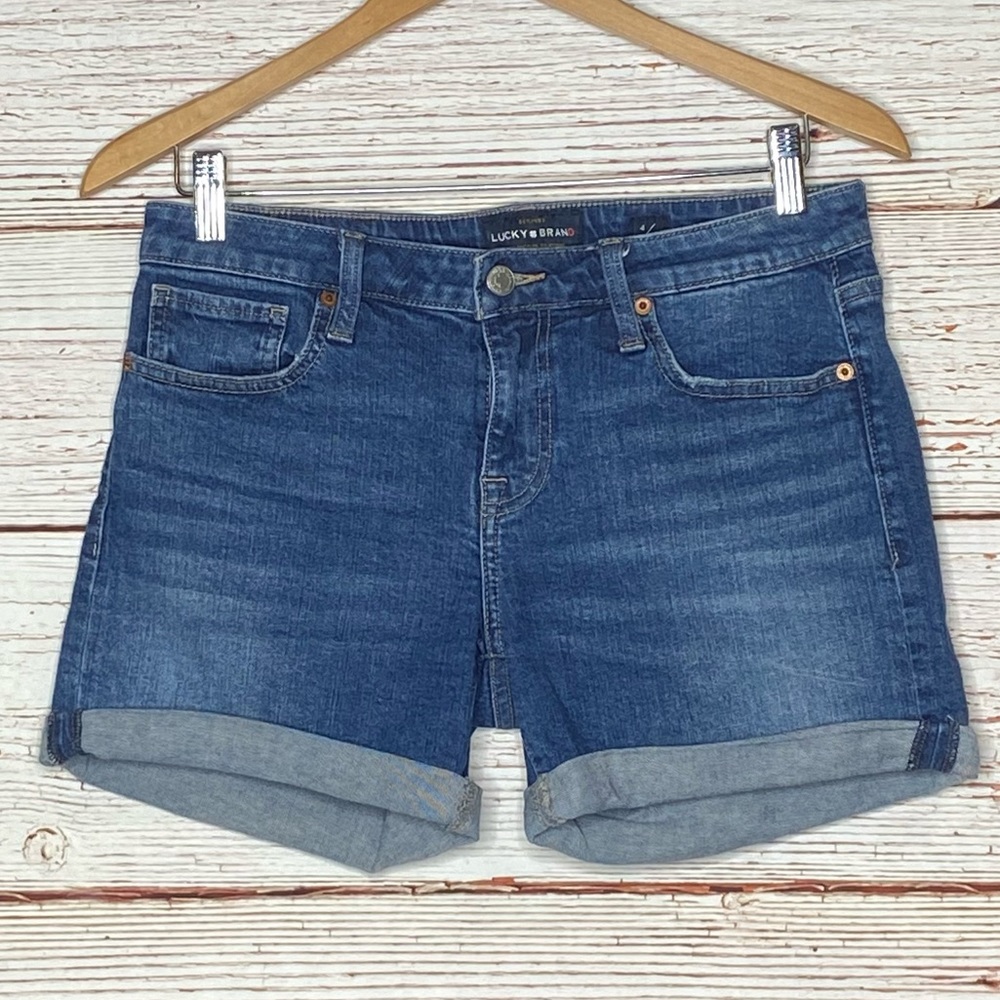 Lucky Brand Jeans The Roll Up Denim Shorts Sz 4 27 - Picture 2 of 9